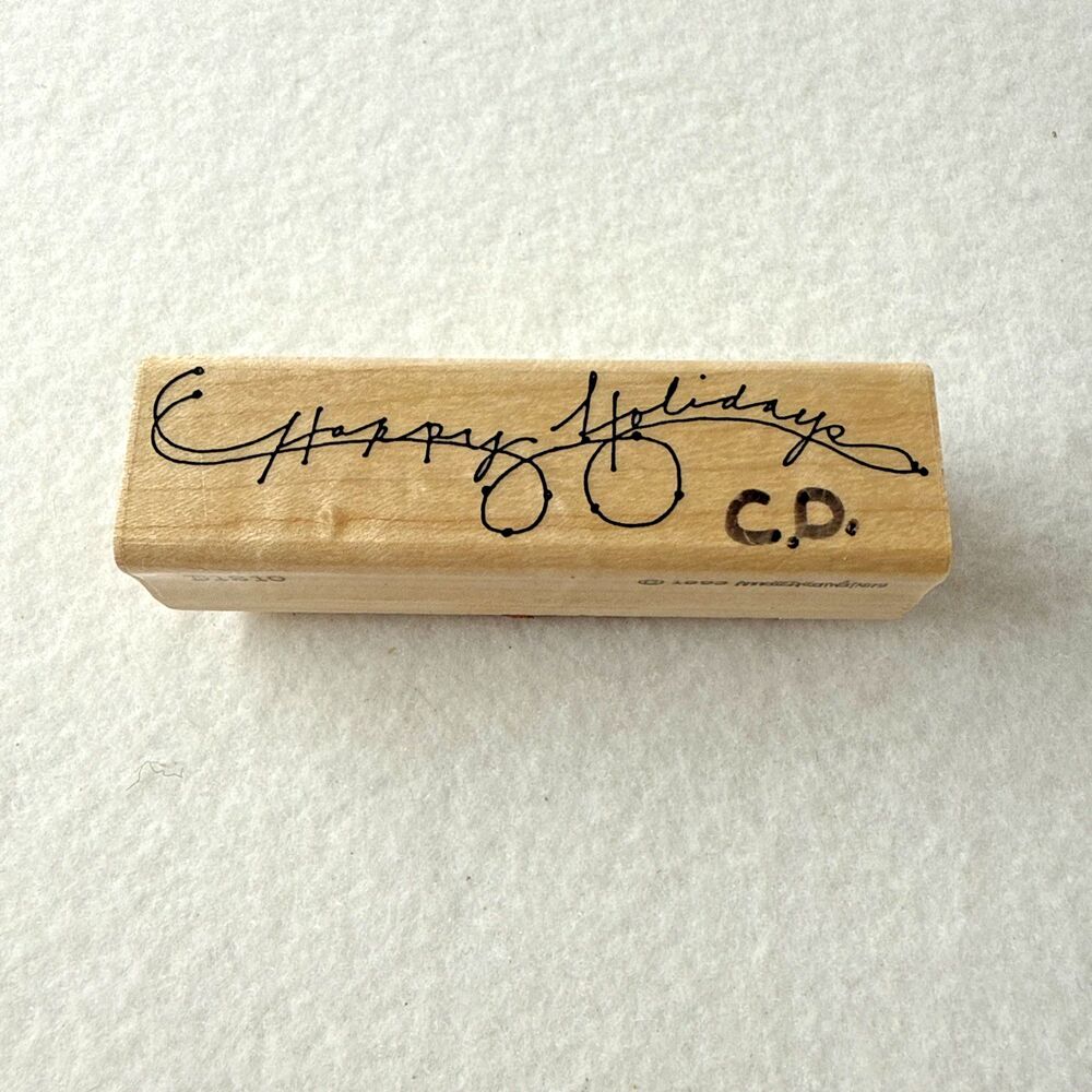 PrintWorks E1210 Happy Holidays Rubber Stamp Annette Allen Watkins Vintage 1993